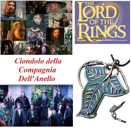 Ciondolo foglia elfica della compagnia dell'anello - riproduzione ufficiale new line cinema del film il signore degli anelli.